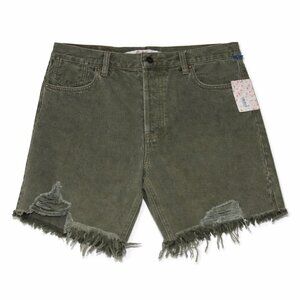 NWT FREE PEOPLE We The Free Distressed Forest Button Front Jean Shorts Size 30
